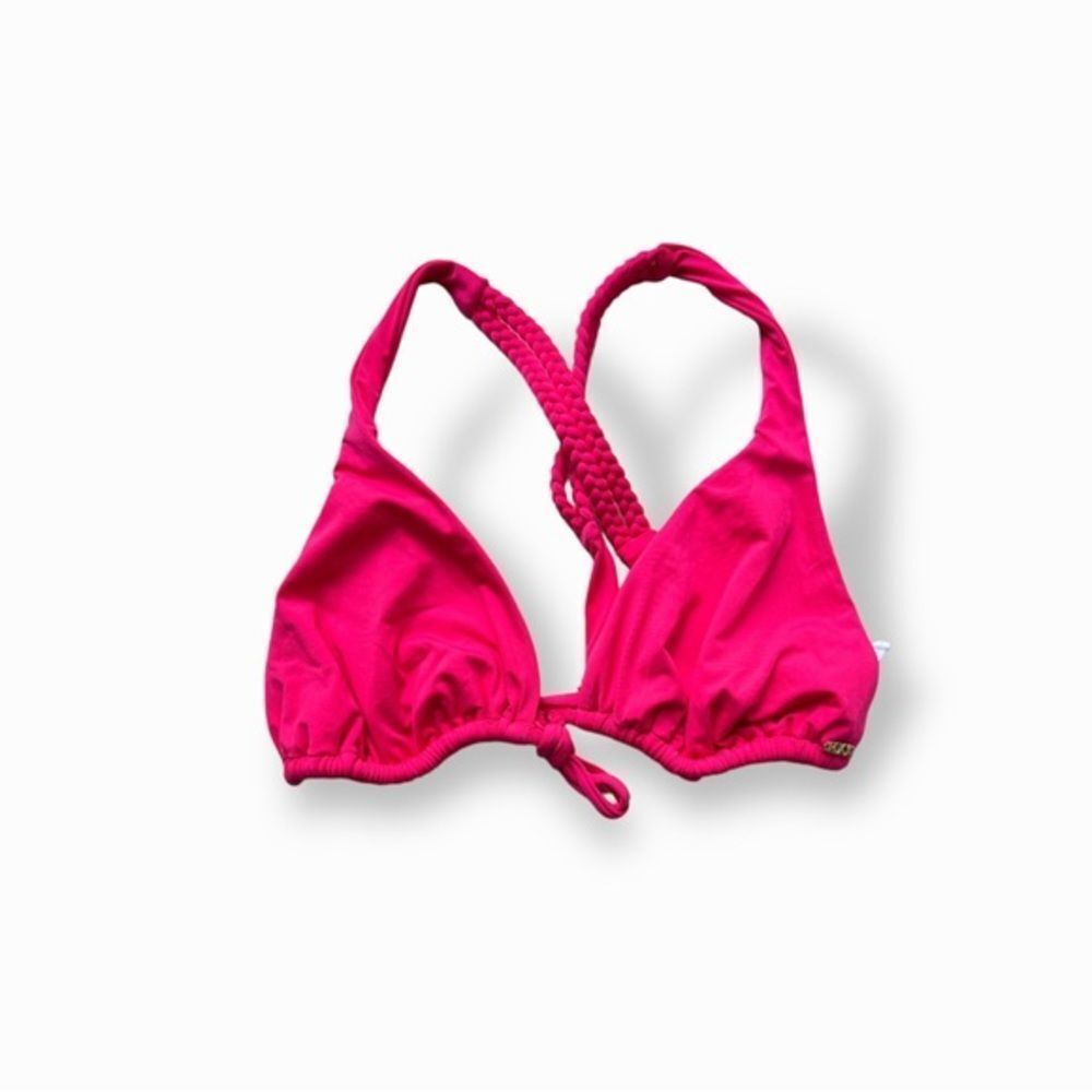 Roxy Bikini Top triangle braided surfer girl 90s fluorescent pink S